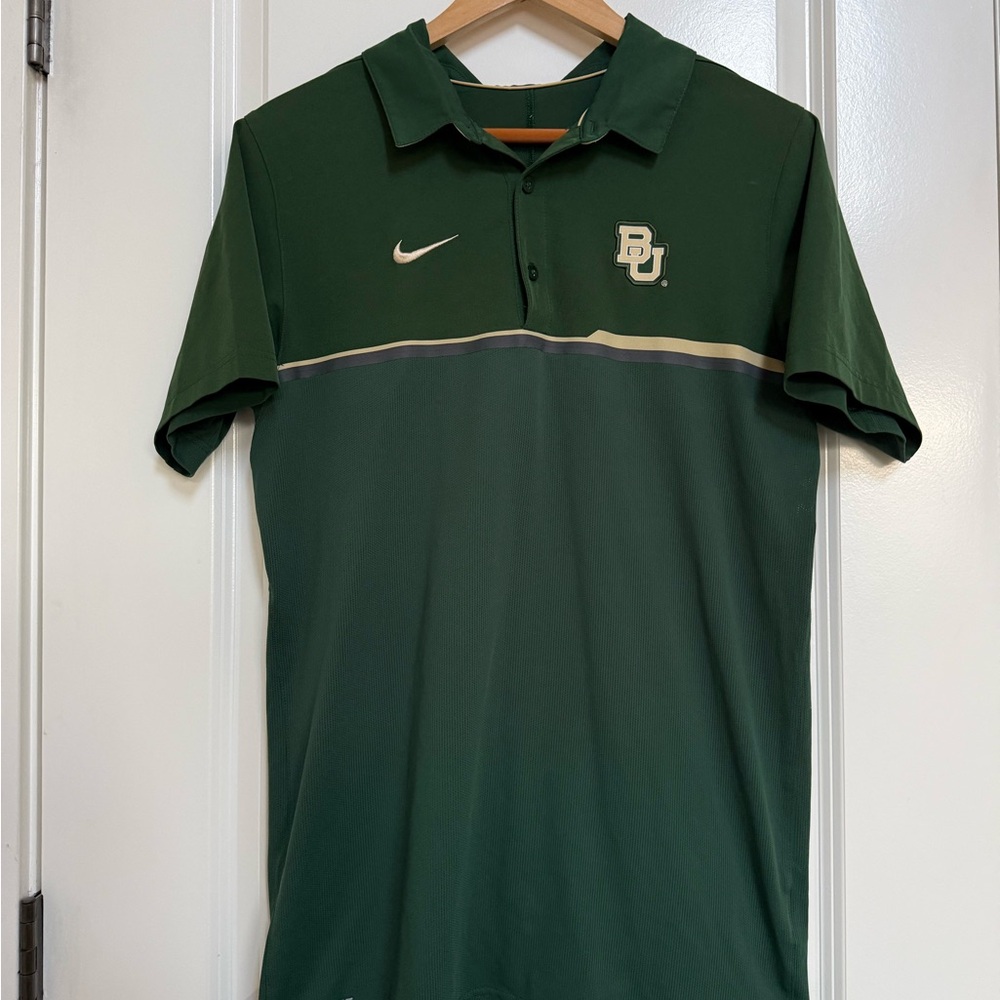 Baylor Bears Shirt Adult small Green Nike Dri Fit Performance Polo Men golf
